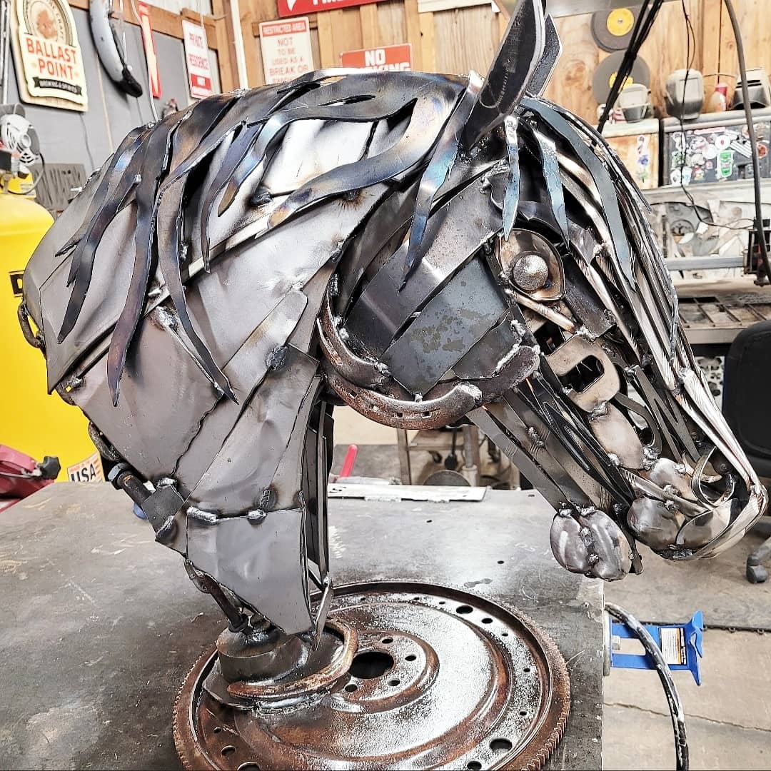 scrap metal horse head